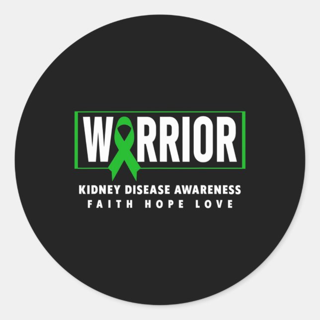 Disease Warrior - Kidney Disease Awareness  Classic Round Sticker (Front)