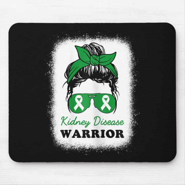 Disease Warrior Kidney Disease Awareness Messy Bun Mouse Mat (Front)