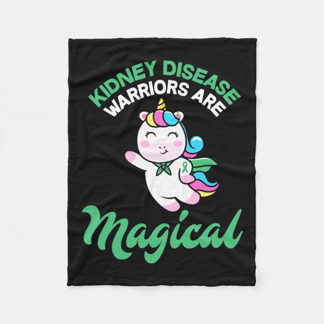 Disease Warrior Magical Unicorn Kidney Awareness  Fleece Blanket (Front)