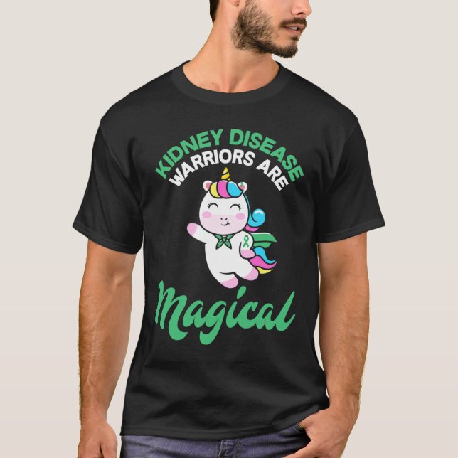 Disease Warrior Magical Unicorn Kidney Awareness  T-Shirt (Front)