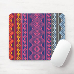 Diseño Andino Azul, Naranja y Magenta Mouse Mat