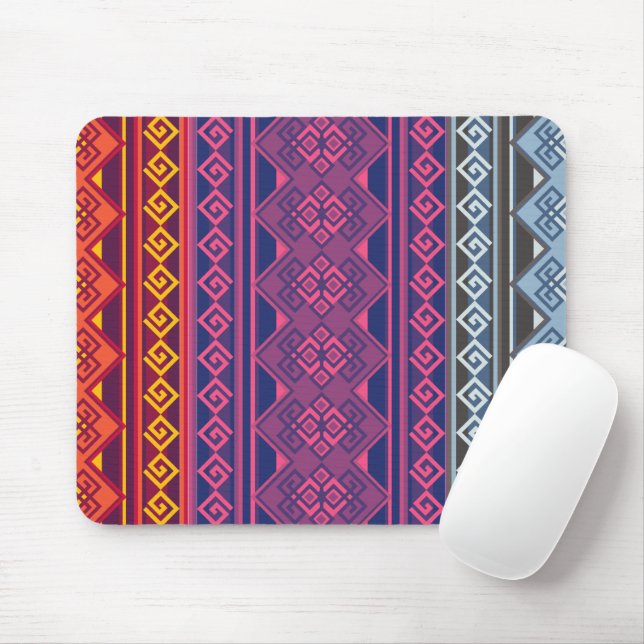 Diseño Andino Azul, Naranja y Magenta Mouse Mat (With Mouse)