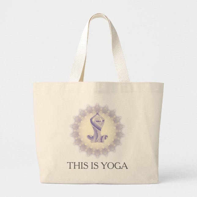 Diseño de Mandala con Mujer haciendo Yoga Large Tote Bag (Front)