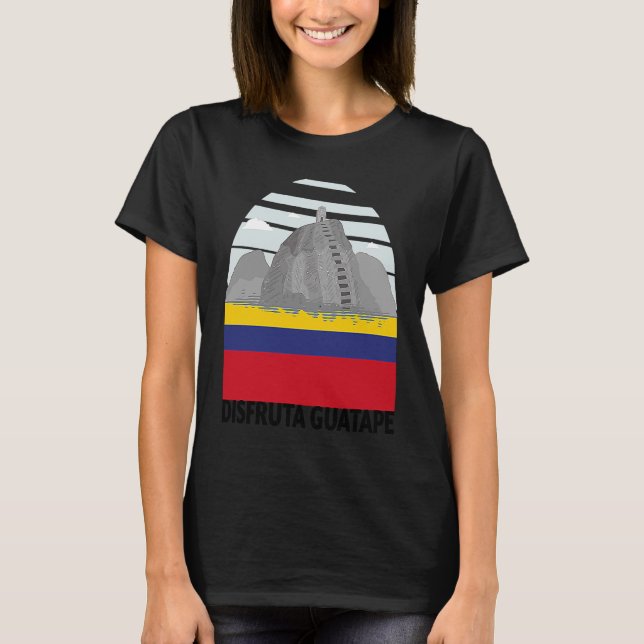 Disfruta Guatape Colombia Skyline Silhouette Outli T-Shirt (Front)