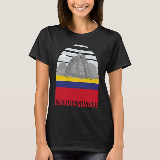 Disfruta Guatape Colombia Skyline Silhouette Outli T-Shirt (Front)