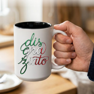Disgraziato 3D Italian Script Two-Tone Coffee Mug