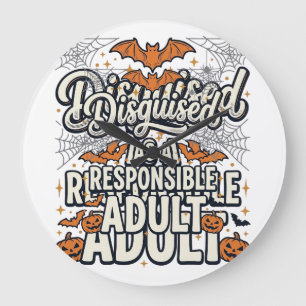 Disguised as a Responsible Adult Halloween Vector Large Clock