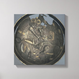 Dish decorated with a scene of Prince Varahran Canvas Print