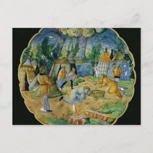 Dish depicting the gathering of manna postcard