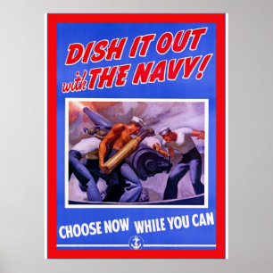 Dish It Out with The Navy ~ Vintage World War 2 Poster