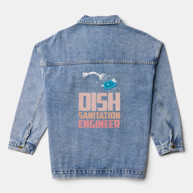 Dish Sanitation Engineer Dishwasher Dishwashing  Denim Jacket (Back)
