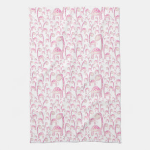 Dish Towel with Pink Dinosaur