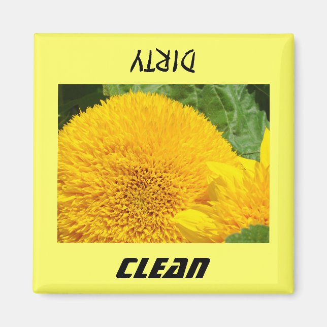 Dish Washer magnets Clean Dirty Sunflowers (Front)