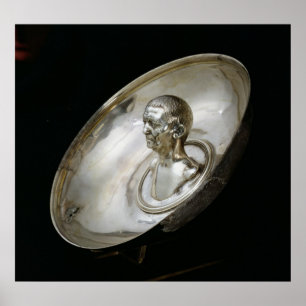 Dish with the bust of a man inside poster