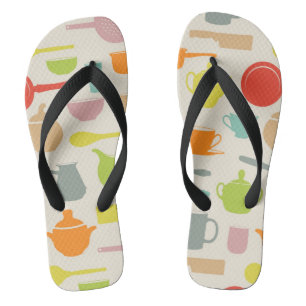 Dishes Pattern Flip Flops
