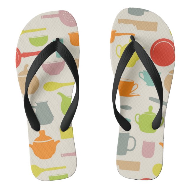 Dishes Pattern Flip Flops (Footbed)