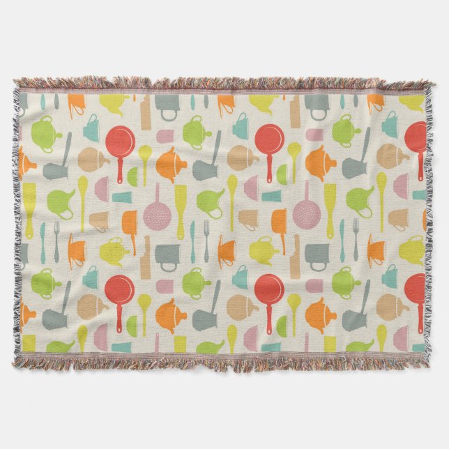 Dishes Pattern Throw Blanket (Front)