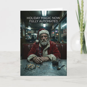 Dishevelled Santa Diner Smoking AI Dark Christmas Card