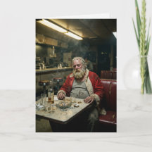 Dishevelled Santa Diner Smoking Dark Humour