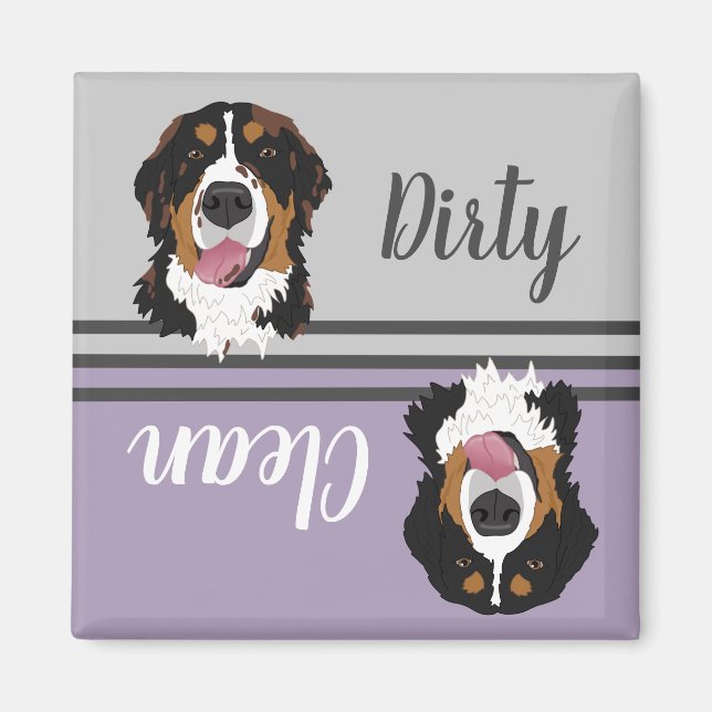 Dishwasher Clean Dirty Bernese Mountain Dog Magnet (Front)