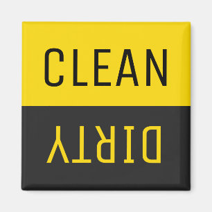 Dishwasher Clean Dirty Dishes Orange Black Kitchen Magnet