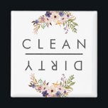 Dishwasher Clean Dirty Floral Magnet<br><div class="desc">Dishwasher Clean Dirty Floral</div>