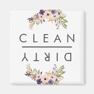 Dishwasher Clean Dirty Floral Magnet