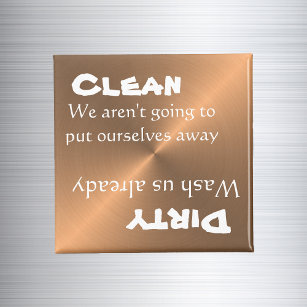 Dishwasher Clean Dirty Magnet Funny Copper Metal