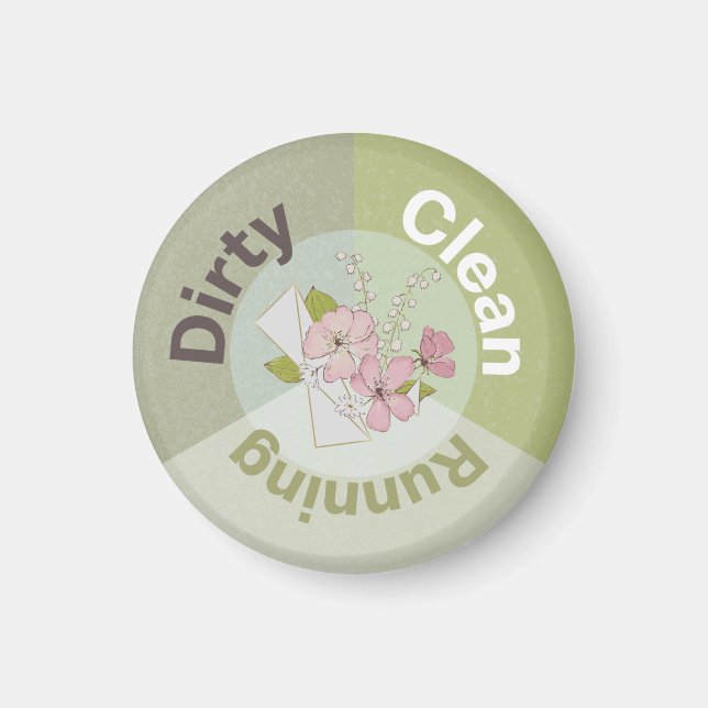 Dishwasher Dirty Clean Running Flower Kitchen Magnet (Front)