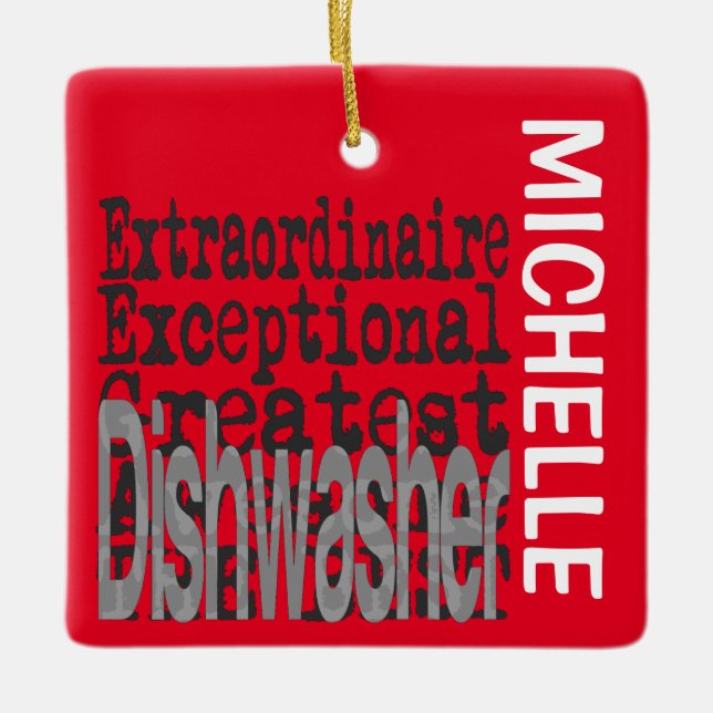 Dishwasher Extraordinaire CUSTOM Ceramic Ornament (Front)