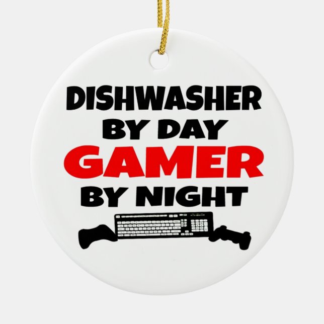 Dishwasher Gamer Ceramic Tree Decoration (Front)