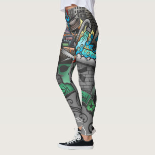 Dishwasher Graffiti Drawing Leggings
