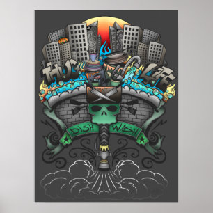 Dishwasher Graffiti Drawing Poster