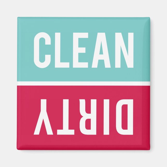 Dishwasher Magnet CLEAN | DIRTY - Blue Red (Front)