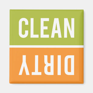 Dishwasher Magnet CLEAN DIRTY - Green & Orange
