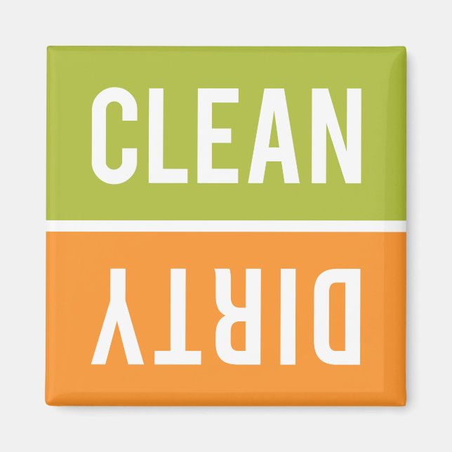 Dishwasher Magnet CLEAN | DIRTY - Green & Orange (Front)