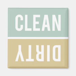 Dishwasher Magnet CLEAN   DIRTY - Green Tan