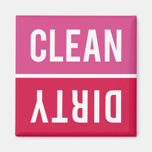 Dishwasher Magnet CLEAN DIRTY - Pink Red