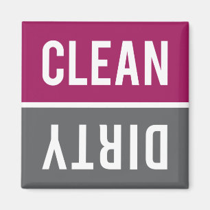 Dishwasher Magnet CLEAN   DIRTY - Raspberry Grey