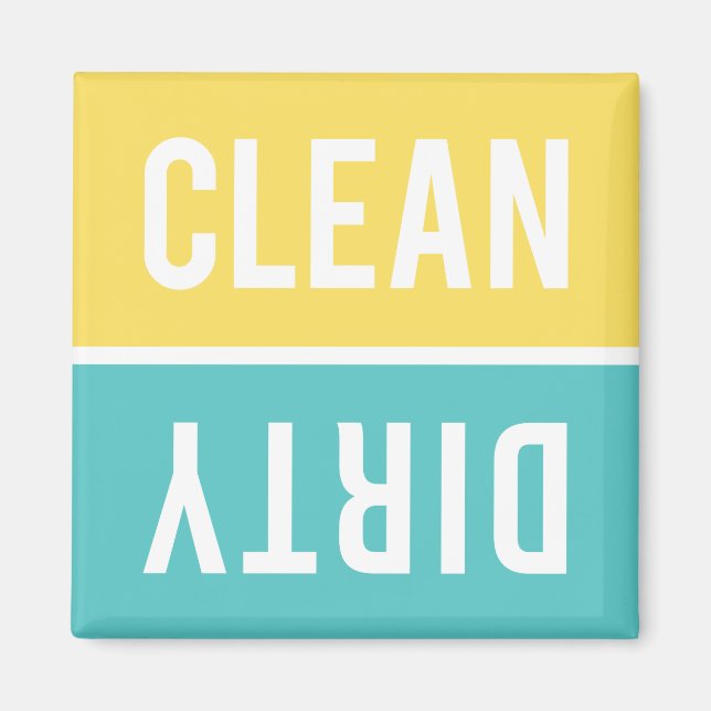 Dishwasher Magnet CLEAN | DIRTY - Yellow & Aqua (Front)