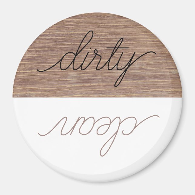 Dishwasher Magnet Dirty Clean Modern Wood (Front)