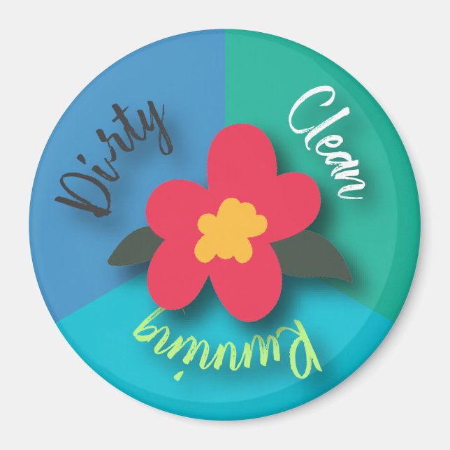 Dishwasher Magnet Pretty Kitchen Flower Clean (Front)