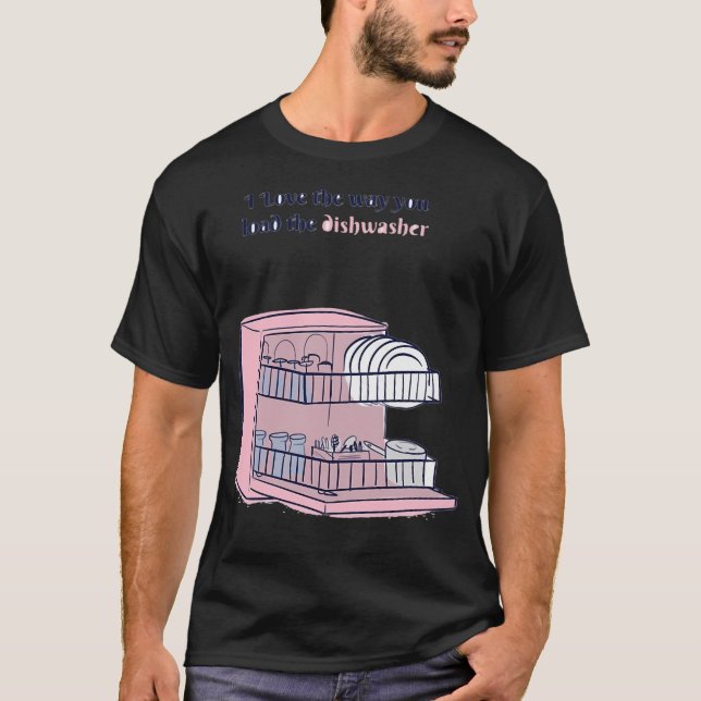 Dishwasher Safe - Cool Blue Print  T-Shirt (Front)