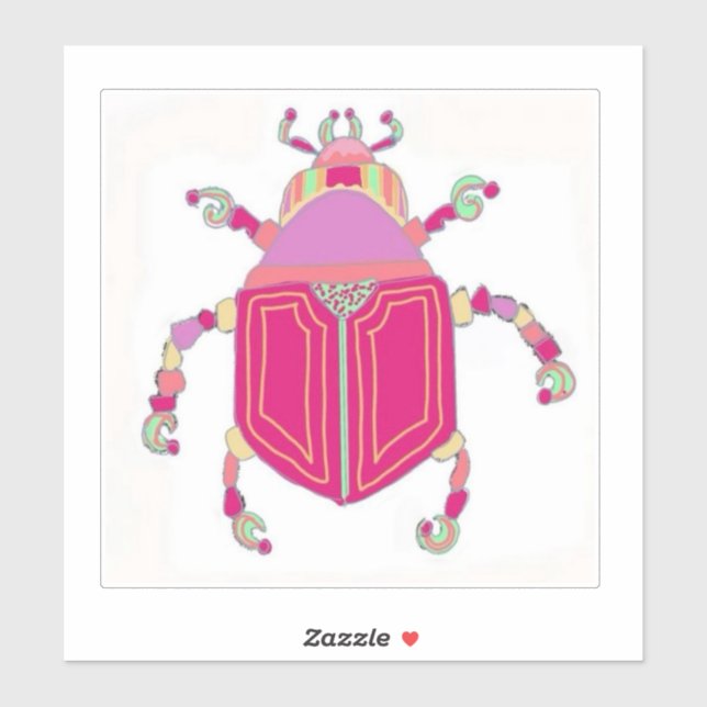 Dishwasher-safe Sticker with Whimsical Pink Beetle (Sheet)