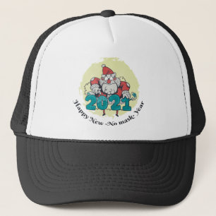 DISINFECTING SANTA " HAPPY NEW - NO MASK - YEAR " TRUCKER HAT