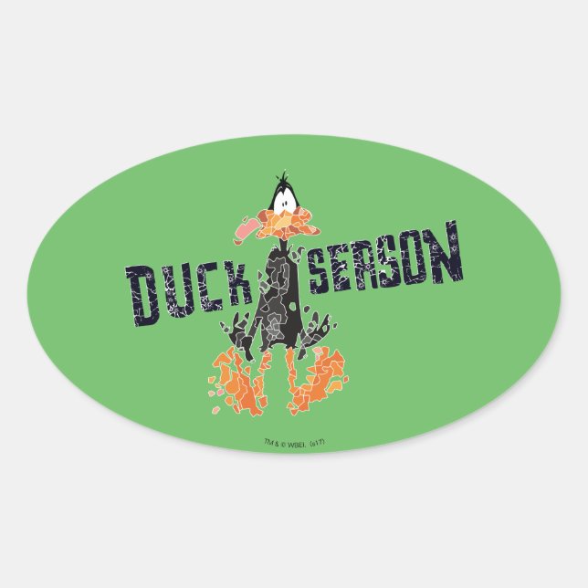 Disintegrated DAFFY DUCK™ "Duck Season" Oval Sticker (Front)