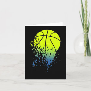 Disintegrating Neon Green Basketball Urban Graphic Card