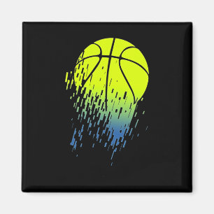 Disintegrating Neon Green Basketball Urban Graphic Magnet