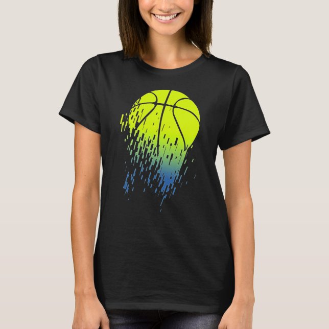 Disintegrating Neon Green Basketball Urban Graphic T-Shirt (Front)