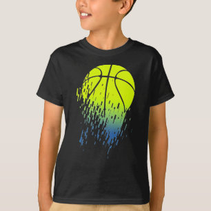 Disintegrating Neon Green Basketball Urban Graphic T-Shirt